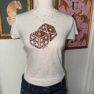 Y2K Leopard Dice Graphic Baby Tee